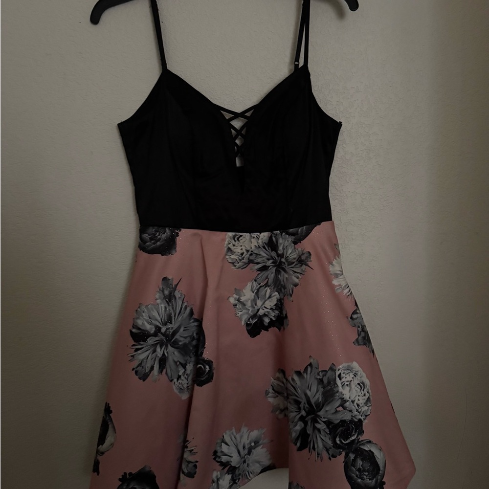 City Studio Black and Pink Floral Dress